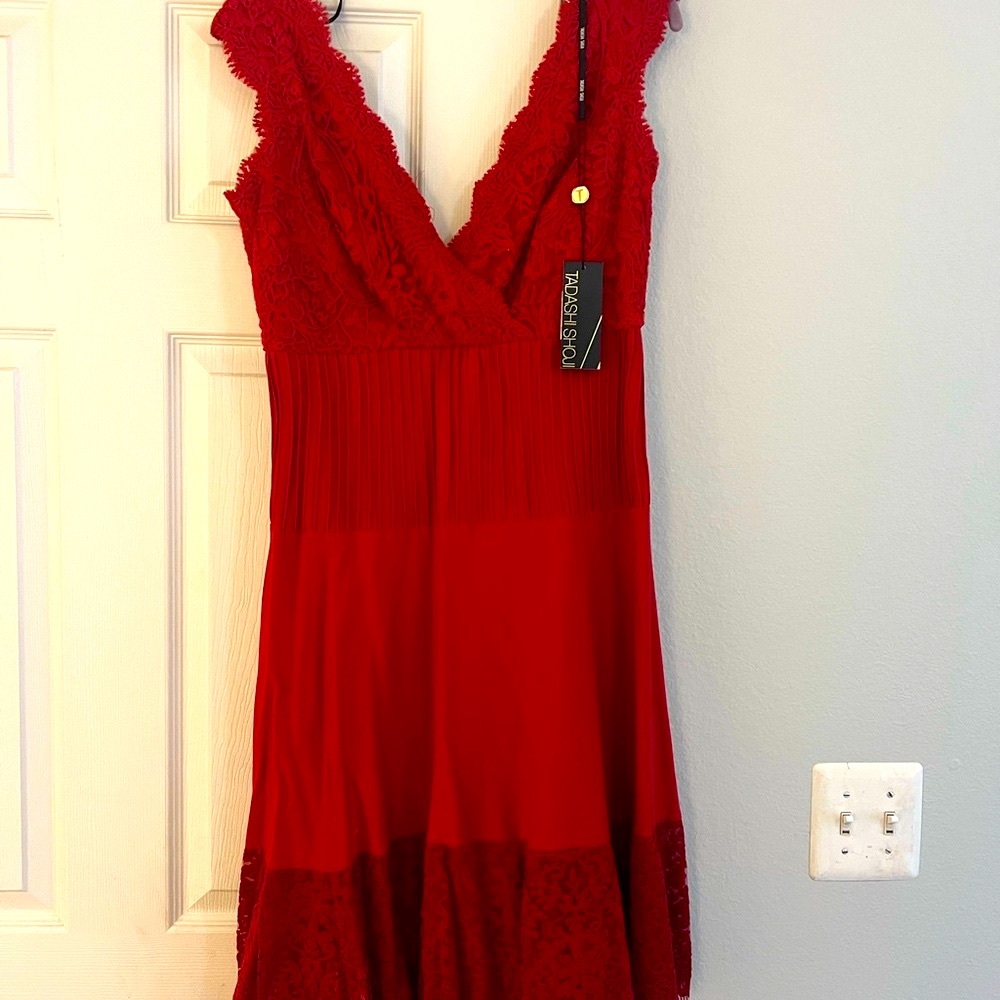 Sexy NWT Tadashi Shoji Red Midi Dress - Size M